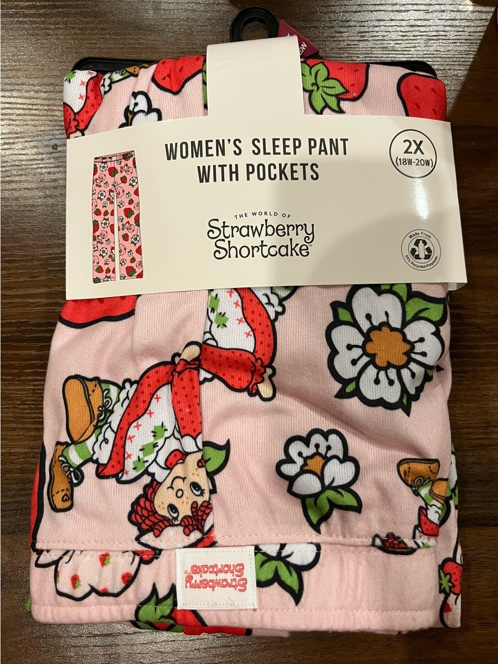 Super Soft Women's Pink Strawberry Shortcake Print Sleep Pants with Pockets 2X